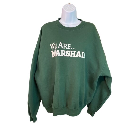 We Are Marshall Sweatshirt 2X Green Jerzees 2000s College Sports Cozycore Y2K - Picture 1 of 7
